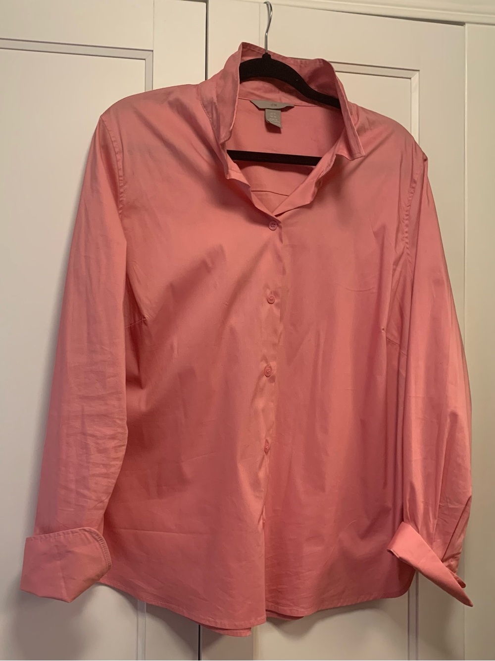 H&M Pink Button Down Shirt Women’s XL Long Sleeve Office Career Blouse